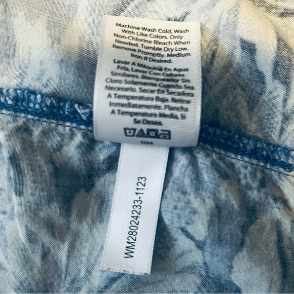 Wonder Nation Blue Floral Hawaiian Shirt button down short sleeve camp collar XS - Picture 7 of 7